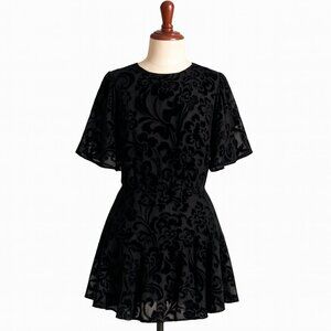 NEW Free People Manuka Burnout Velvet Mini Dress Black Size Small